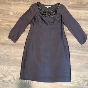 Boden Silk Cotton Blend Large Sequin Neck Details Sheath Dress Women’s size 4